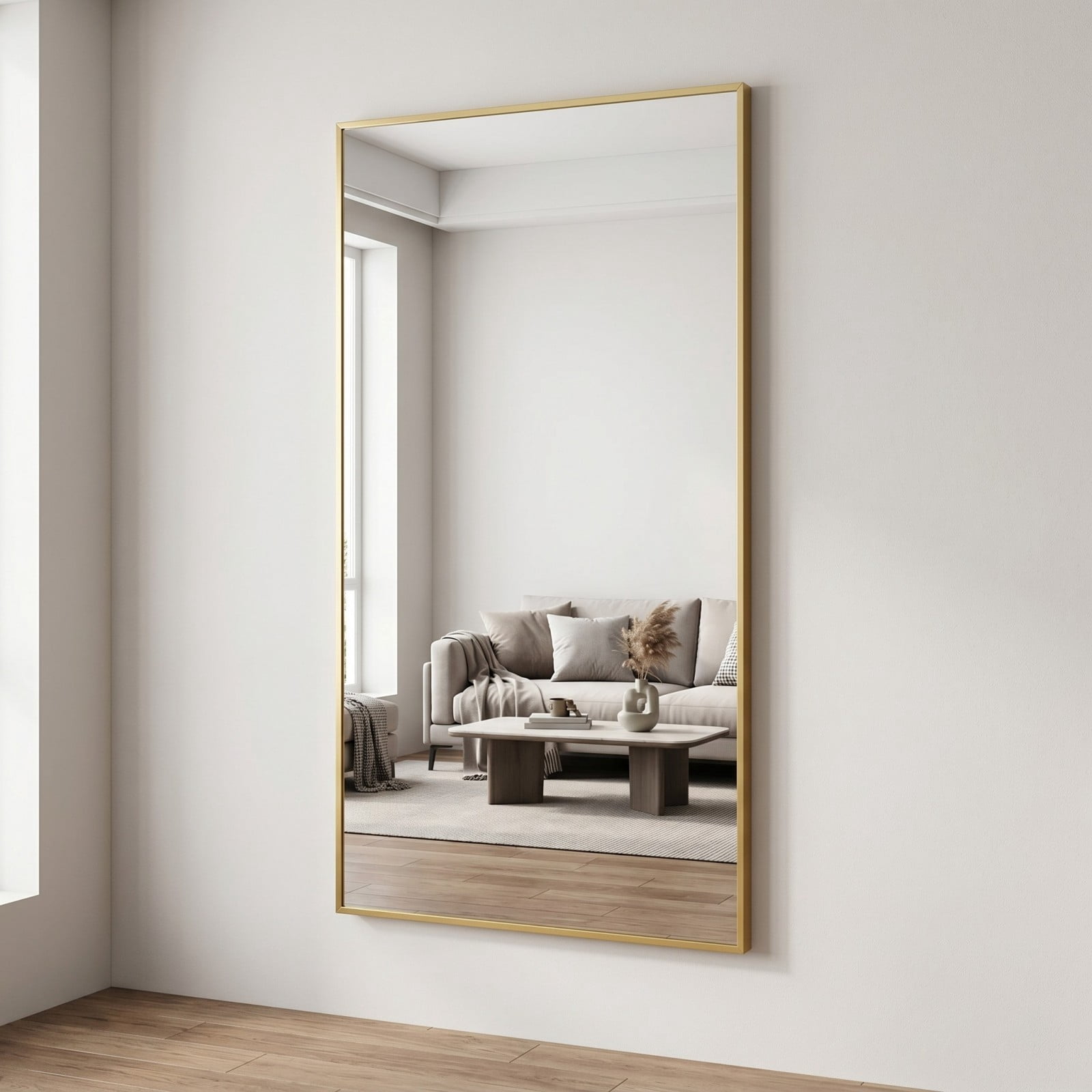 Gleamira 30"x60" Rectangular Full Length Mirror Floor Standing Mirror, Gold