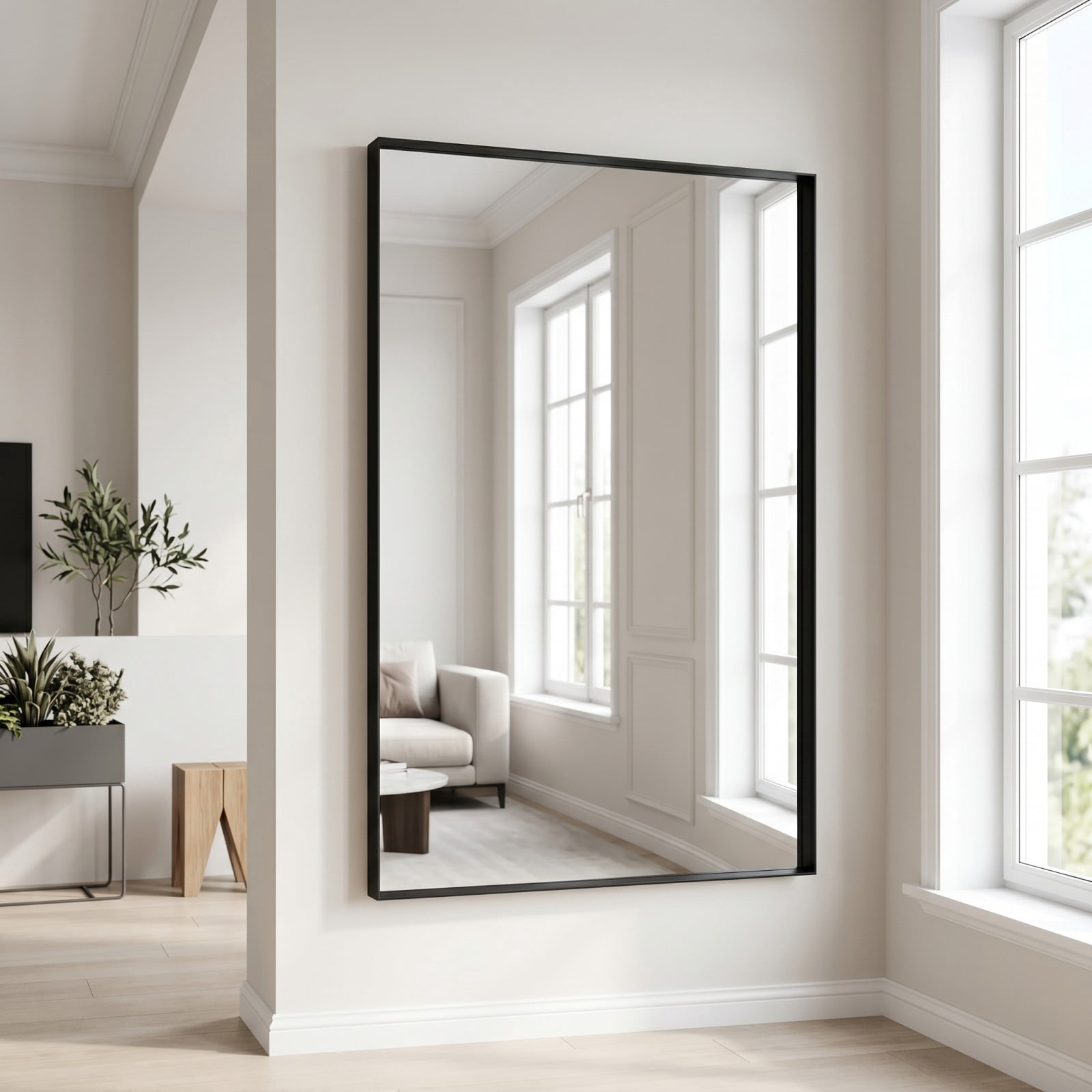 Gleamira 32"x40" Bathroom Wall Mounted Mirror Vanity Rectangular Mirror with Deep Frame, Black