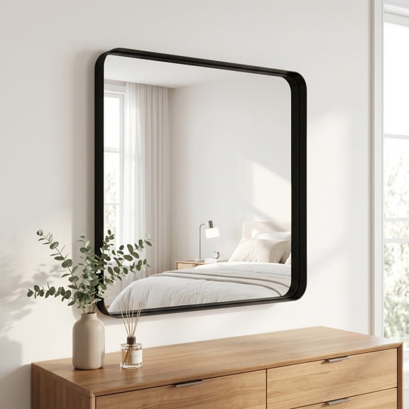 Gleamira 36"x36" Bathroom Mirror Wall Mounted Rectangular Vanity Mirror with Deep Frame, Black