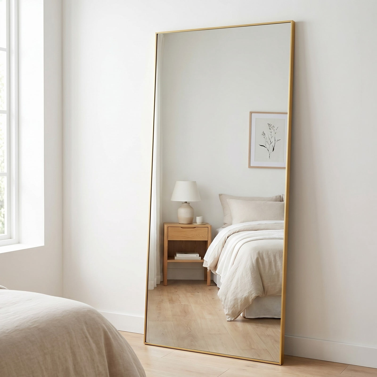 Gleamira 36"x71" Oversized Rectangular Full Length Mirror Floor Standing Mirror, Gold