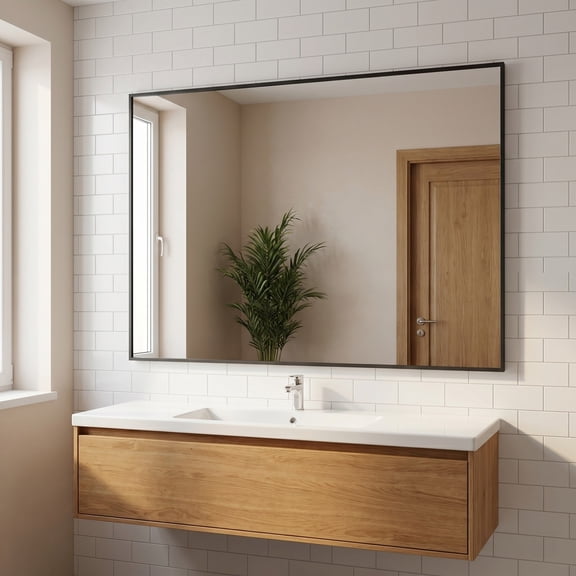 Gleamira 40"x60" Rectangular Bathroom Wall Mounted Mirror Vanity Mirror, Black