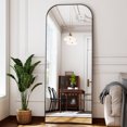 thumbnail image 1 of Gleamira 64"x 21" Arched Rectangle Full Length Mirror Aluminum Alloy Framed Floor Mirror,Black, 1 of 5