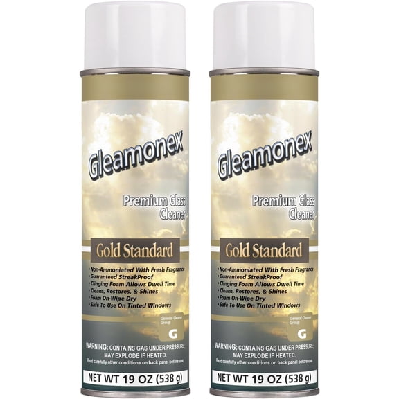 Gleamonex Glass Cleaner - Streak-Free Glass Cleaner | Ammonia Free & Tint Safe | Removes Dirt, , Film | For Glass & Plexiglas | Scent | 19 oz (2 Pack)