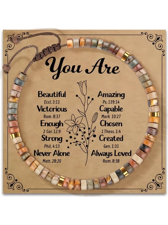 Beaded Healing Bracelets for Women and Men,Inspirational Natural Stone Bracelet - Thinking of You, Get Well Positive Energy Gifts for Mom,Father,Sister,Wife,Husband (you are)