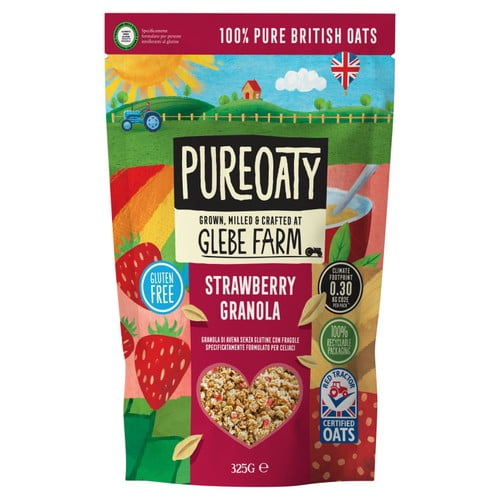Glebe Farm Gluten Free Strawberry Oat Granola Crisp 325g, British Import (Pack of 3)