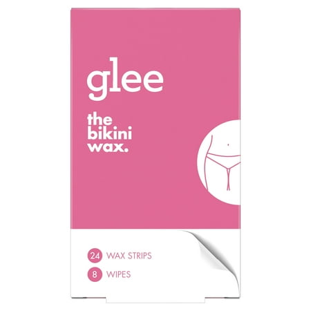 Glee Bikini Wax Hair Removal Strips for Women, 24 ct with 8 Wipes