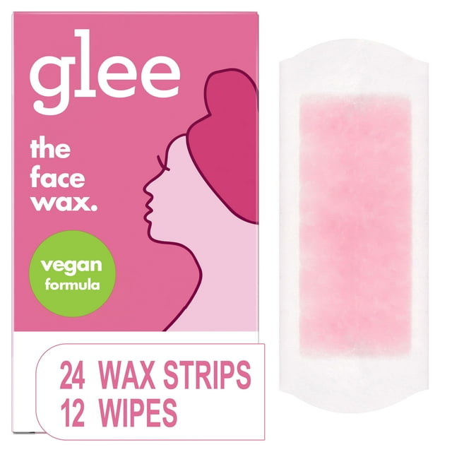 Glee Face Wax Hair Removal Strips for Women, Raspberry Scent, 24 Ct