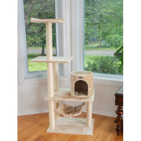 GleePet 59" Cat Tree GP78590221 Beige W Hammack