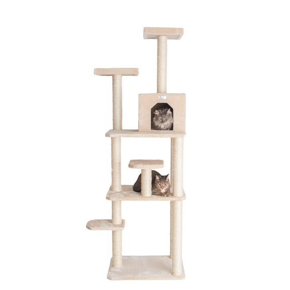 GleePet 74"real wood Cat Tree GP78740821 Beige 7 Levels