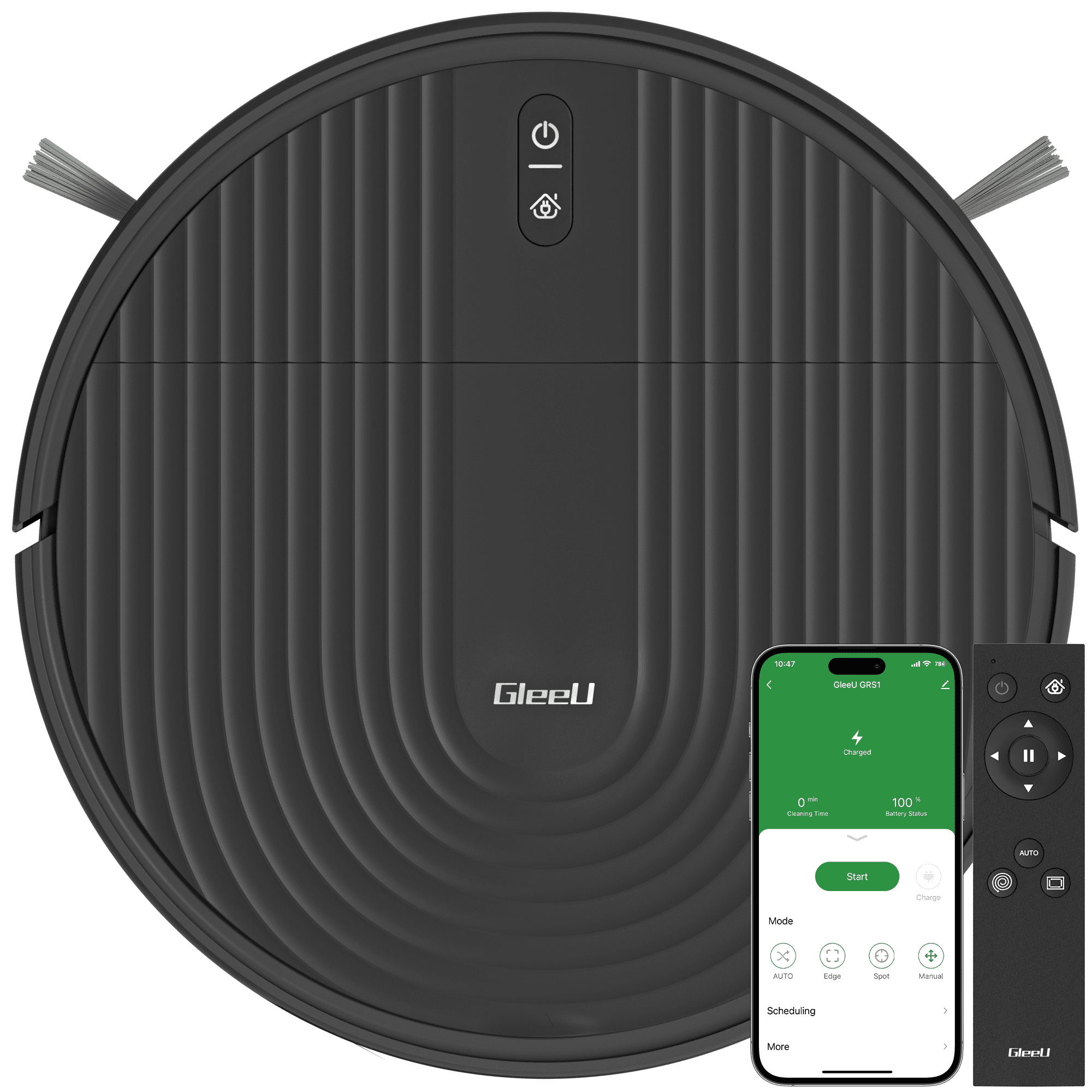 GleeU GRS1 Robot Vacuum Cleaner, Tangle-Free, 140 min Runtime, APP Control, for Pet Hair, Hard Floor Sansujyuku sansujyuku.com