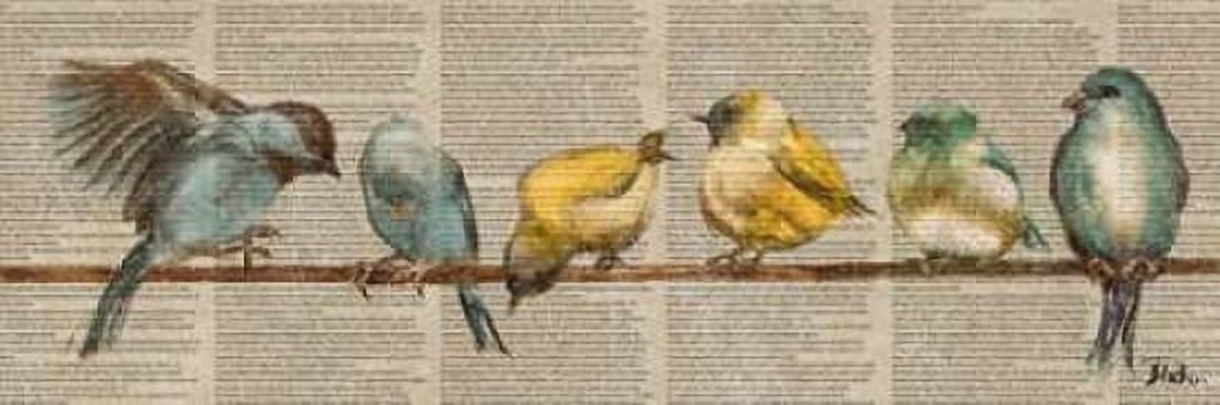 Gleeful Newsprint II Canvas Art - Patricia Pinto (12 x 36)