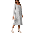thumbnail image 1 of Gleelaud Women Long Sleeve Button V Neck Ribbed Knit Elegant Loose Fit Fall Midi Dress Trendy Dresses Gray, 1 of 6