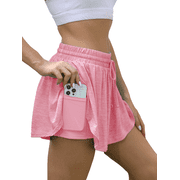 Gleelaud Women's Summer Flowy Yoga Workout Shorts for Athletic Gym Running Shorts Tennis Short Skirt Pink
