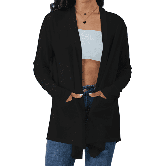 Gleelaud Women's Lightweight Open Front Cardigans Long Sleeve Casual Soft Drape Fall Cardigan with Pockets