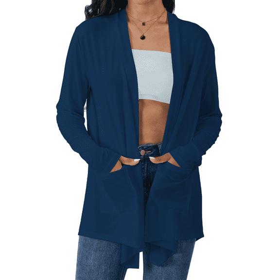 Gleelaud Women's Lightweight Open Front Cardigans Long Sleeve Casual Soft Drape Fall Cardigan with Pockets