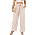 thumbnail image 1 of Gleelaud Women's Wide Leg Pants with Pockets Lightweight High Waisted Adjustable Tie Knot Loose Trousers Apricot, 1 of 7