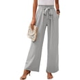 thumbnail image 1 of Gleelaud Women's Wide Leg Pants with Pockets Lightweight High Waisted Adjustable Tie Knot Loose Trousers Grey, 1 of 4