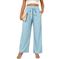 thumbnail image 1 of Gleelaud Women's Wide Leg Pants with Pockets Lightweight High Waisted Adjustable Tie Knot Loose Trousers Blue, 1 of 6