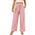 thumbnail image 1 of Gleelaud Women's Wide Leg Pants with Pockets Lightweight High Waisted Adjustable Tie Knot Loose Trousers Pink, 1 of 7