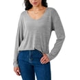 thumbnail image 1 of Gleelaud Women's Long Sleeve Tops Casual Deep V Neck Knit Basic T Shirts Blouse Cover up Light Gray, 1 of 7