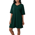 thumbnail image 1 of Gleelaud Womens Nightgowns Short Sleeve Color Block Sleepshirt Sleepwear Casual V Neck Sleep Dress Loungewear Nightshirts Dark Green, 1 of 8
