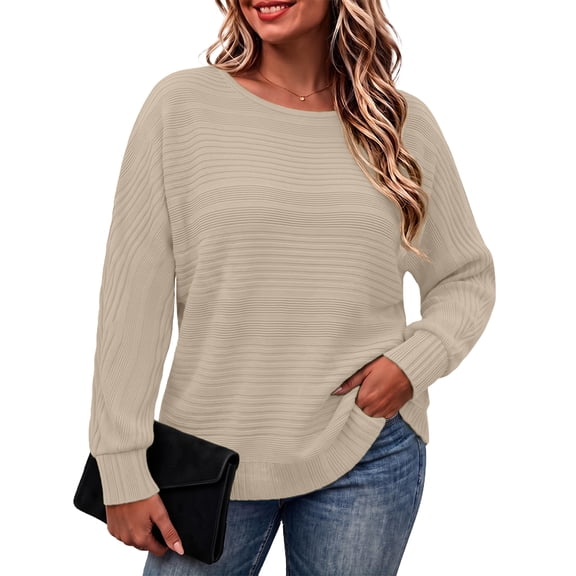 Gleelist Women's Plus Size Fall Tops Crew Neck Long Sleeve Shirts for Women Work Blouses Knit Tops Pullover Sweaters XL-5XL