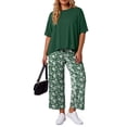 thumbnail image 1 of Gleelist Two Piece Sets for Women Summer Outfits Lounge Sets Short Sleeve Tops Cropped Pants Comfy Pjs Sets(1X-5X), 1 of 6