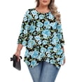 thumbnail image 1 of Gleelist Plus Size Tops For Womens Ruffled Hem Crew Neck T-Shirts Casual Flowy Blouses 3/4 Ruffle Sleeve XL-5XL, 1 of 8
