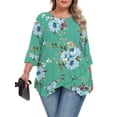 thumbnail image 1 of Gleelist Plus Size Tops For Womens Ruffled Hem Crew Neck T-Shirts Casual Flowy Blouses 3/4 Ruffle Sleeve XL-5XL, 1 of 8