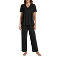 thumbnail image 1 of Gleelist Pajamas Sets For Women Comfy Short Sleeve V neck Basic Pleated Tops and Pants Pajama Set 2 Piece Lounge Pjs Summer Sleepwear S-XXL, 1 of 7