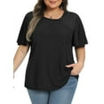 thumbnail image 1 of Gleelist Women's Plus Size Top Asymmetrical Knotted Neck T-Shirt Supersoft Essentials Tee Summer Short Sleeve Fashion Blouses(XL-5XL), 1 of 4