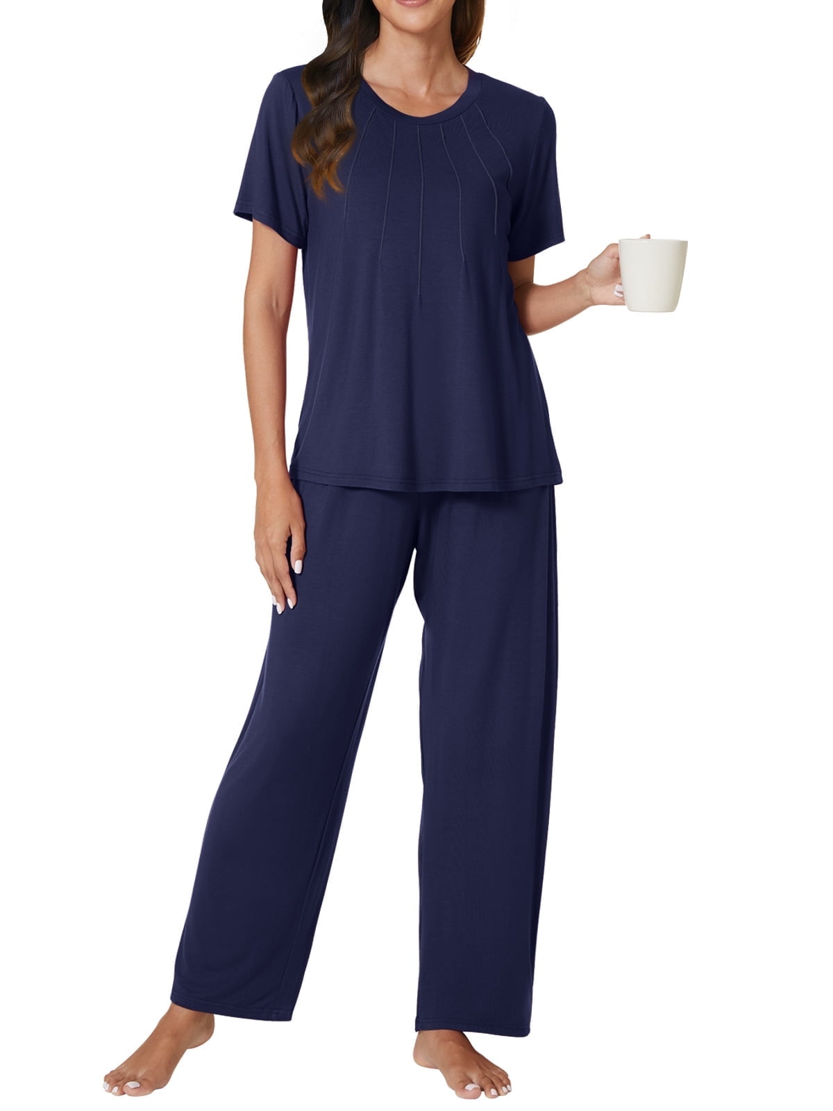Surplice Neck Tie Waist Top and Pants Pajama Set main image 1