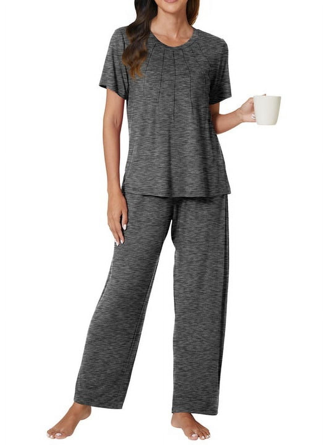 Gleelist Women 2 Piece Pajamas Sets Short Sleeve Tops and Pants Pajama ...