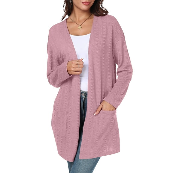 Gleelist Women's Casual Knit Open Front Cardigan Lightweight Long Sleeve with Pockets