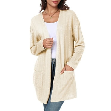 Gleelist Women's Casual Knit Open Front Cardigan Lightweight Long Sleeve with Pockets