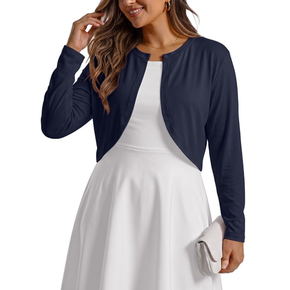Gleelist Plus Size Cropped Cardigan Bolero Shrug Open Front Long sleeve Lightweight Cardigan Sweaters For Women XL-5XL