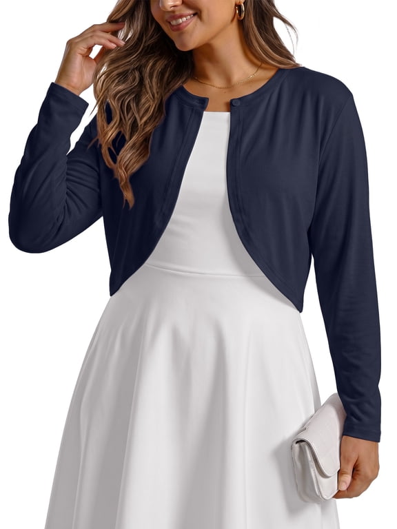 Plus Size Cropped Cardigan Bolero Shrug Open Front Long sleeve Lightweight Cardigan Sweaters For Women XL-5XL