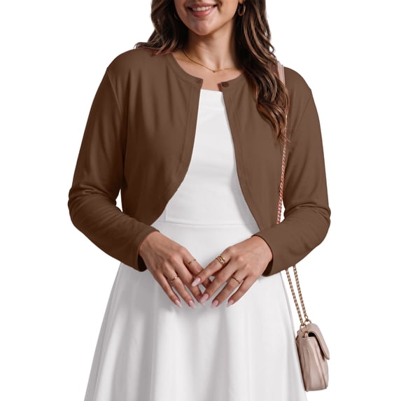 Gleelist Plus Size Cropped Cardigan Bolero Shrug Open Front Long sleeve Lightweight Cardigan Sweaters For Women XL-5XL