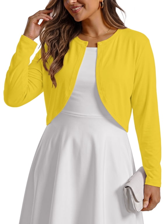 Plus Size Cropped Cardigan Bolero Shrug Open Front Long sleeve Lightweight Cardigan Sweaters For Women XL-5XL