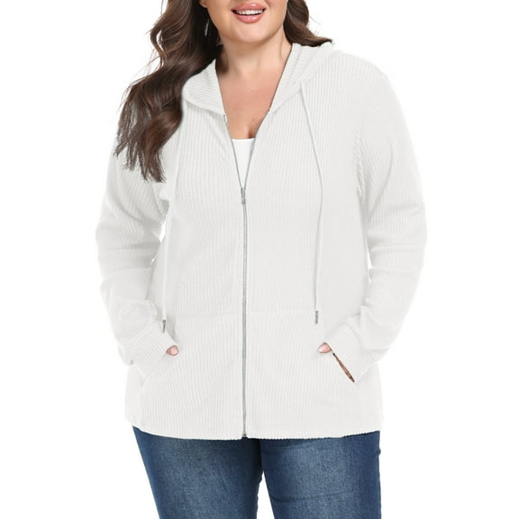 Gleelist Women's Full Zip Up Hoodie Sweatshirts Plus Size Long Sleeve Oversized Casual Hoodies Sweatshirt Jackets with Pockets(1X-5X)