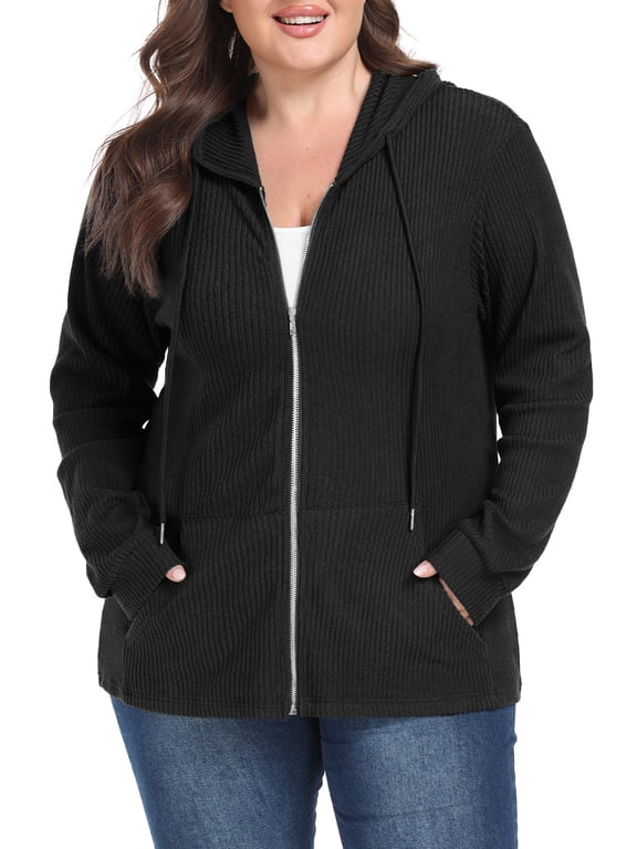 Women's Full Zip Up Hoodie Sweatshirts Plus Size Long Sleeve Oversized Casual Hoodies Sweatshirt Jackets with Pockets(1X-5X)