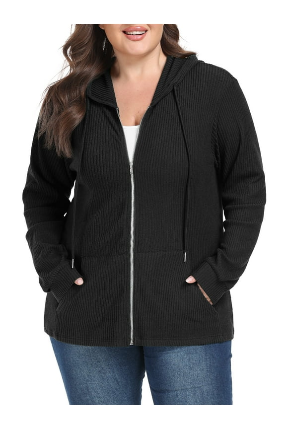 Women's Full Zip Up Hoodie Sweatshirts Plus Size Long Sleeve Oversized Casual Hoodies Sweatshirt Jackets with Pockets(1X-5X)