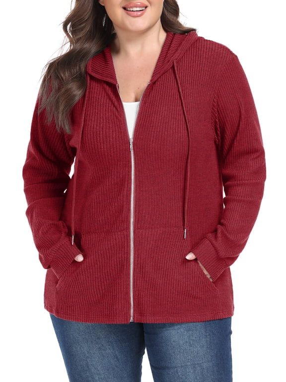 Women's Full Zip Up Hoodie Sweatshirts Plus Size Long Sleeve Oversized Casual Hoodies Sweatshirt Jackets with Pockets(1X-5X)