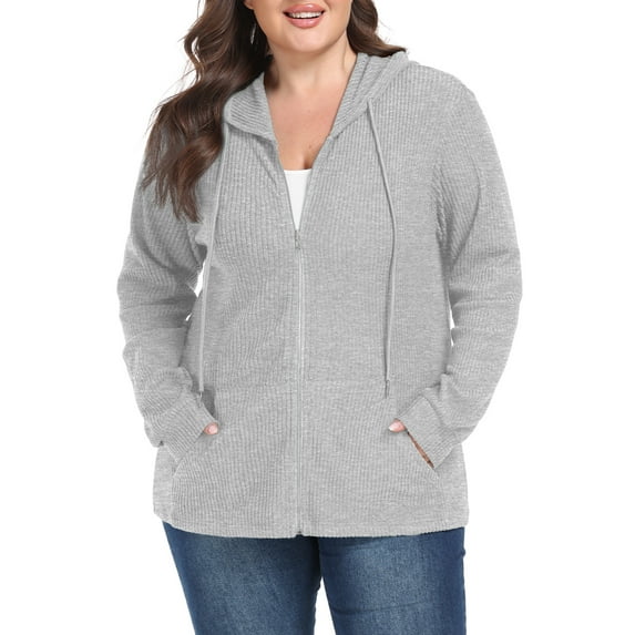 Gleelist Women's Full Zip Up Hoodie Sweatshirts Plus Size Long Sleeve Oversized Casual Hoodies Sweatshirt Jackets with Pockets(1X-5X)