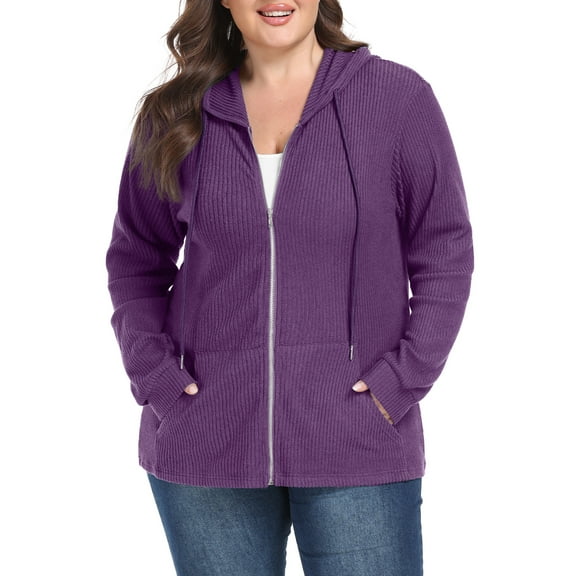 Gleelist Women's Full Zip Up Hoodie Sweatshirts Plus Size Long Sleeve Oversized Casual Hoodies Sweatshirt Jackets with Pockets(1X-5X)