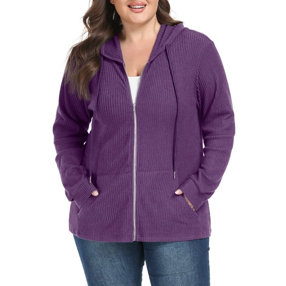 Gleelist Women's Full Zip Up Hoodie Sweatshirts Plus Size Long Sleeve Oversized Casual Hoodies Sweatshirt Jackets with Pockets(1X-5X)