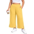 thumbnail image 1 of Gleelist Women's Plus Size Wide Leg Pants Lightweight Casual High Waist Side Slit Flowy Lounge Trouser With Pockets XL-5XL, 1 of 5