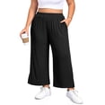 thumbnail image 1 of Gleelist Women's Plus Size Wide Leg Pants Lightweight Casual High Waist Side Slit Flowy Lounge Trouser With Pockets XL-5XL, 1 of 5