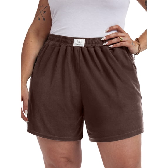 Gleelist Women's Plus Casual Shorts Comfy Elastic Waist Shorts Summer Short with Pockets XL-5XL