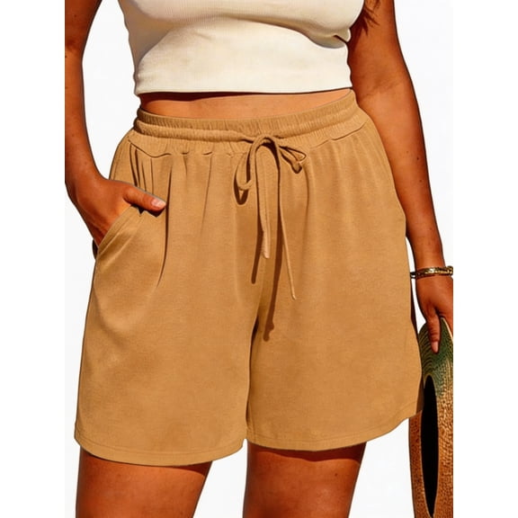 Gleelist Women's Plus Size Shorts Drawstring Comfy Elastic Waist Shorts Wide Leg Summer Short With Pockets XL-5XL